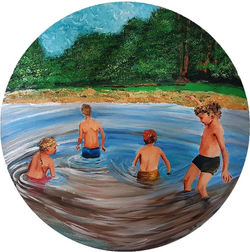 Those children bathing their beauties