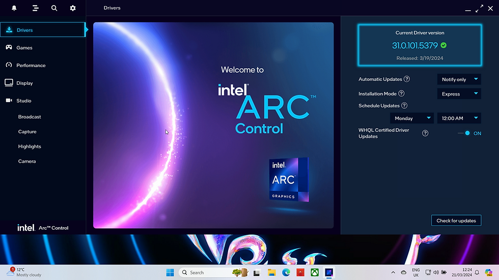 New intel arc driver for the msi claw
