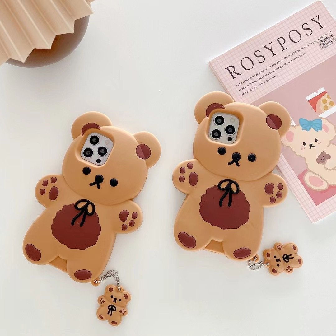 Funda de Silicona Suave con Diseño de Oso de Peluche para Teléfono