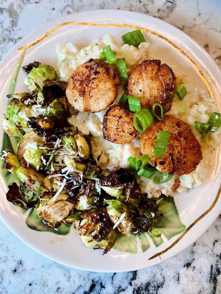 Seared Scallops and Parmesan Cauliflower Risotto