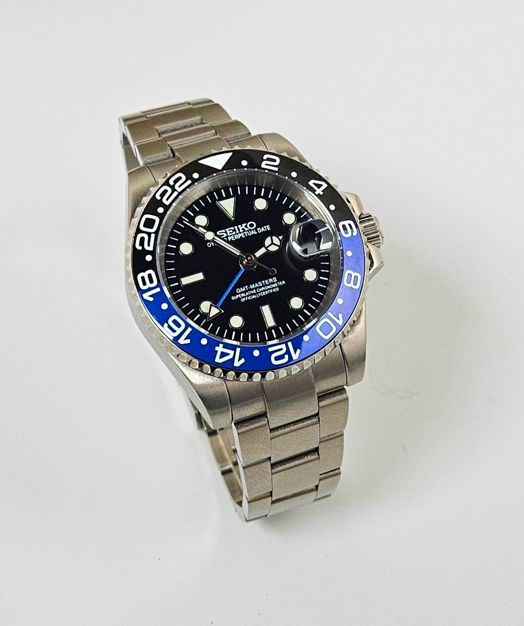 GMT Master Custom Mod | Batman | NH34A Automatic | Sapphire