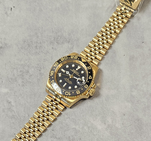 GMT Master Custom Mod | Gold - Black | NH34A Automatic | Sapphire
