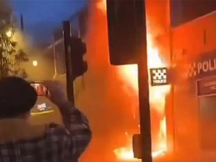 Police stations have been 'destroyed' and cars set ablaze as rioters cause chaos on the streets of Sunderland.