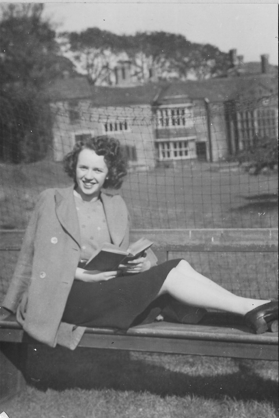 Pam's Mum age 19 outisde Hopwood Hall Estate