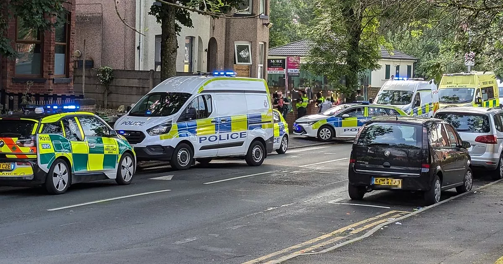 Police on the scene of a reported stabbing on Ash Tree Road in Crumpsall (Image: Submitted)