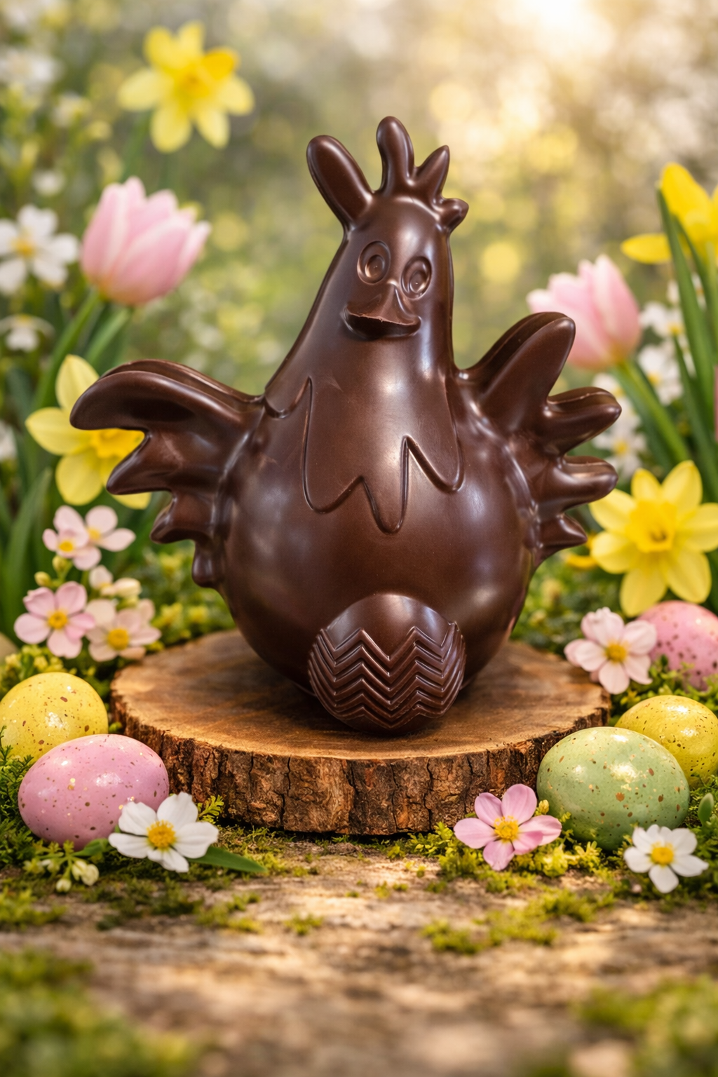 Poule en chocolat noir 60 % cacao – 12 cm