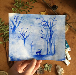 Deer in a Misty Forest