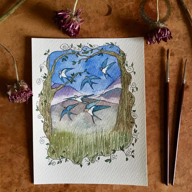 Swallows (April- 2021 Calendar)