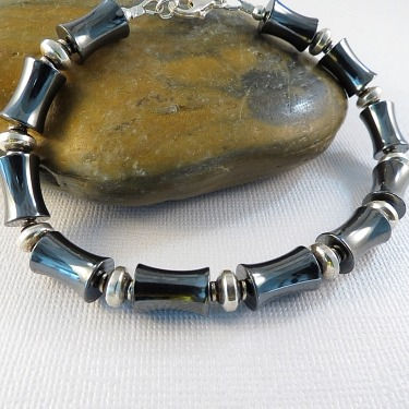 Thumbnail: Hematite and Sterling Silver Men's Bracelet
