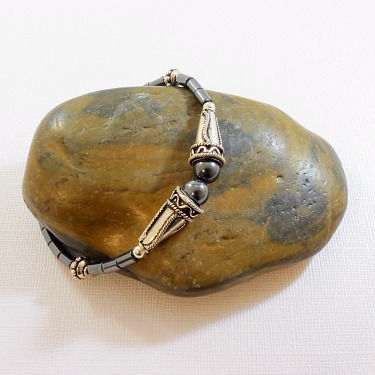 Thumbnail: Hematite Ball & Sterling Silver Men's Bracelet