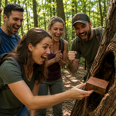Team finding real box in cavity of tree.png