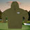 Thumbnail: green hoodie with a small Back Nine apparel logo printed on the left chest in blue and gray