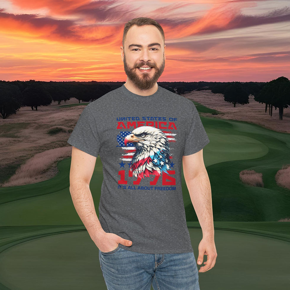 Thumbnail: Patriotic Graphic Tee USA Flag Eagle Design, Independence Day Shirt 4th of July 