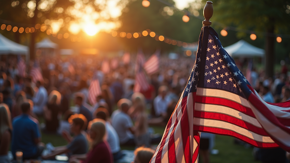 High angle view of an outdoor gathering celebrating American heritage