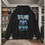 Thumbnail: black Hoodie with The Full Armor Of God printed in blue and silver also an image of a Knight's Armor