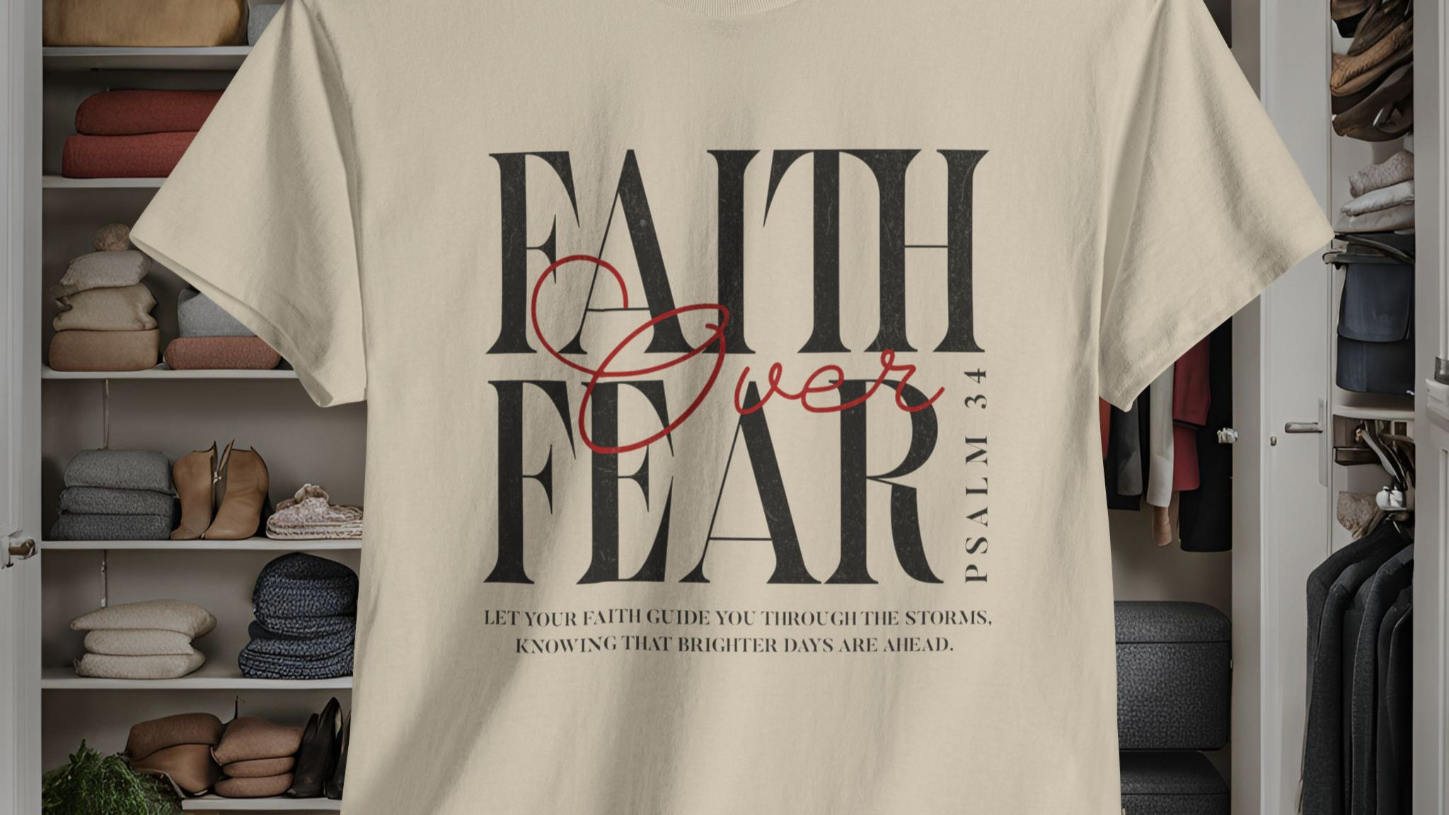 Faith Over Fear Cotton Tee Inspiring Faith-Based Christian Gifts Motivational