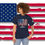 Thumbnail: black t-shirt with a large USA in an American flag pattern Made in America Flag background