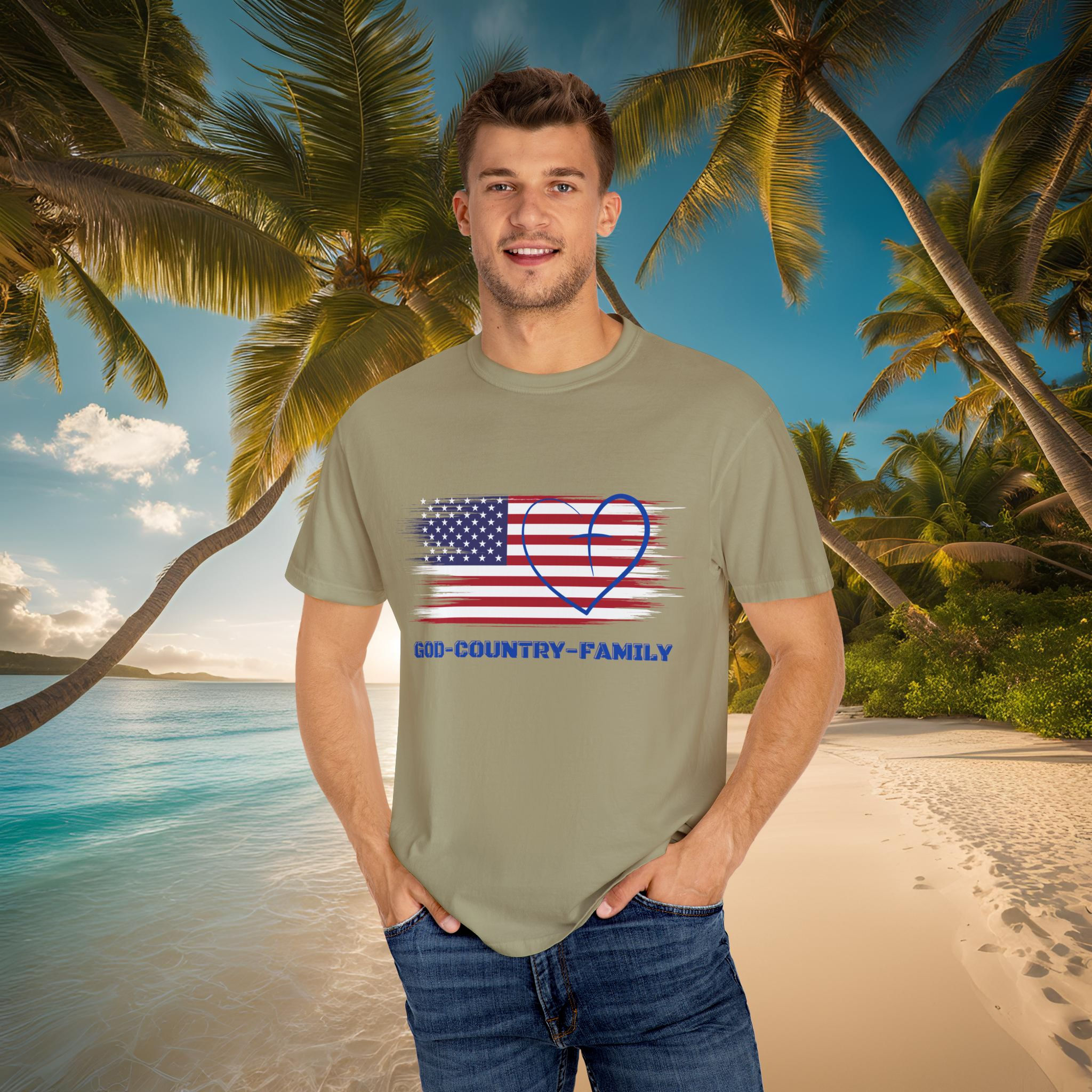 God Country Family Comfort Colors tee American flag tee Faith love of family tee