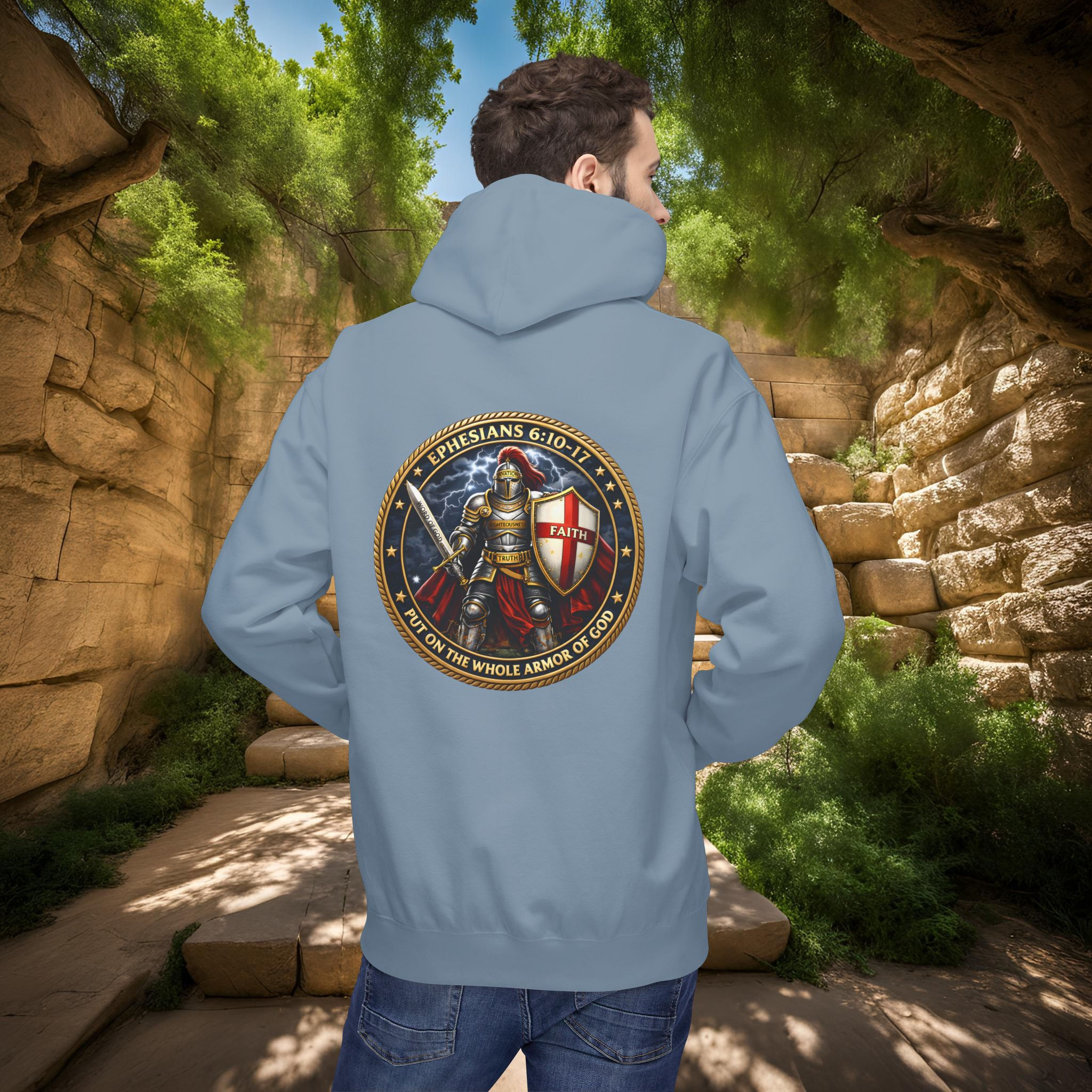 Armor of God Hoodie | Christian Knight Ephesians 6:10-17 Shield and Sword
