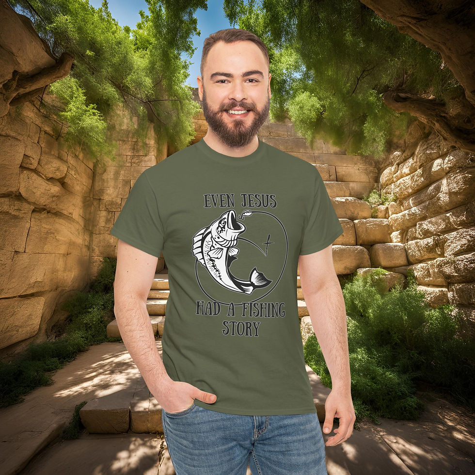 Thumbnail: Fishing Jesus Graphic Tee, Perfect for Fishermen, Christian Gifts Outdoor Events