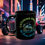 Thumbnail: black coffee mug with a printed fishing design Catching Dreams