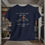 Thumbnail: navy tee shirt with "My Chains are Broken I have been set free" in gray letters an orange cross between broken chains