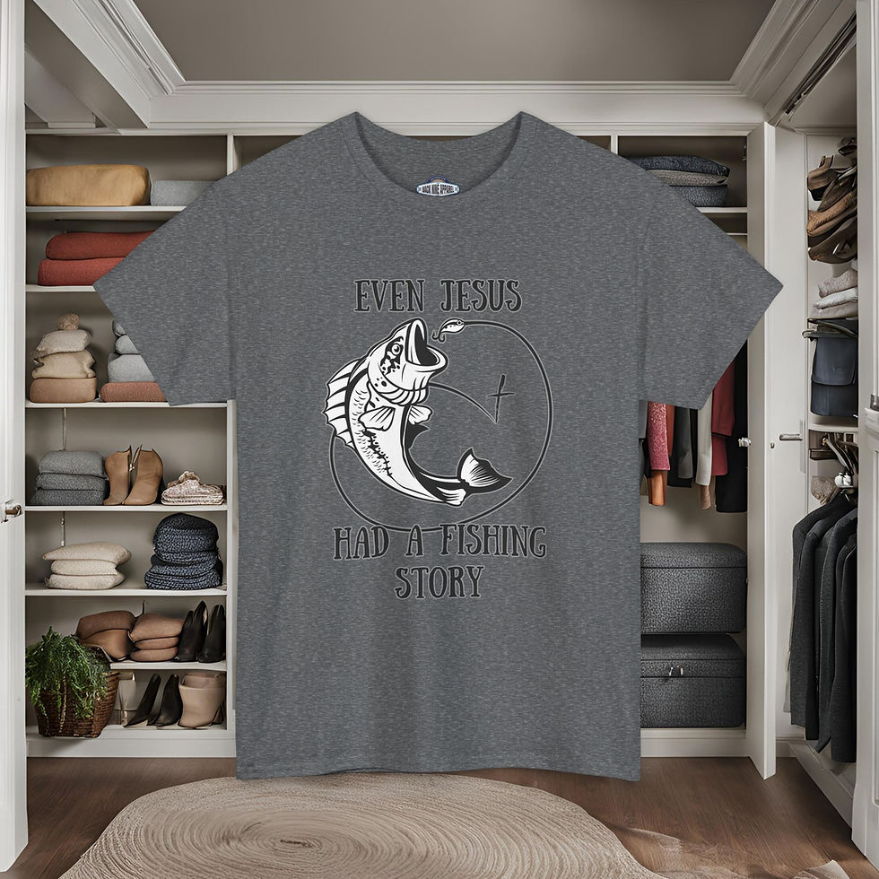 Thumbnail: Fishing Jesus Graphic Tee, Perfect for Fishermen, Christian Gifts Outdoor Events