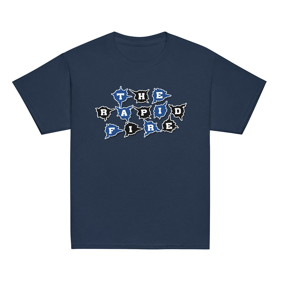 Thumbnail: Tommy Gunn Bullet Holes Premium Unisex Kids Youth Classic T-Shirt (Navy)
