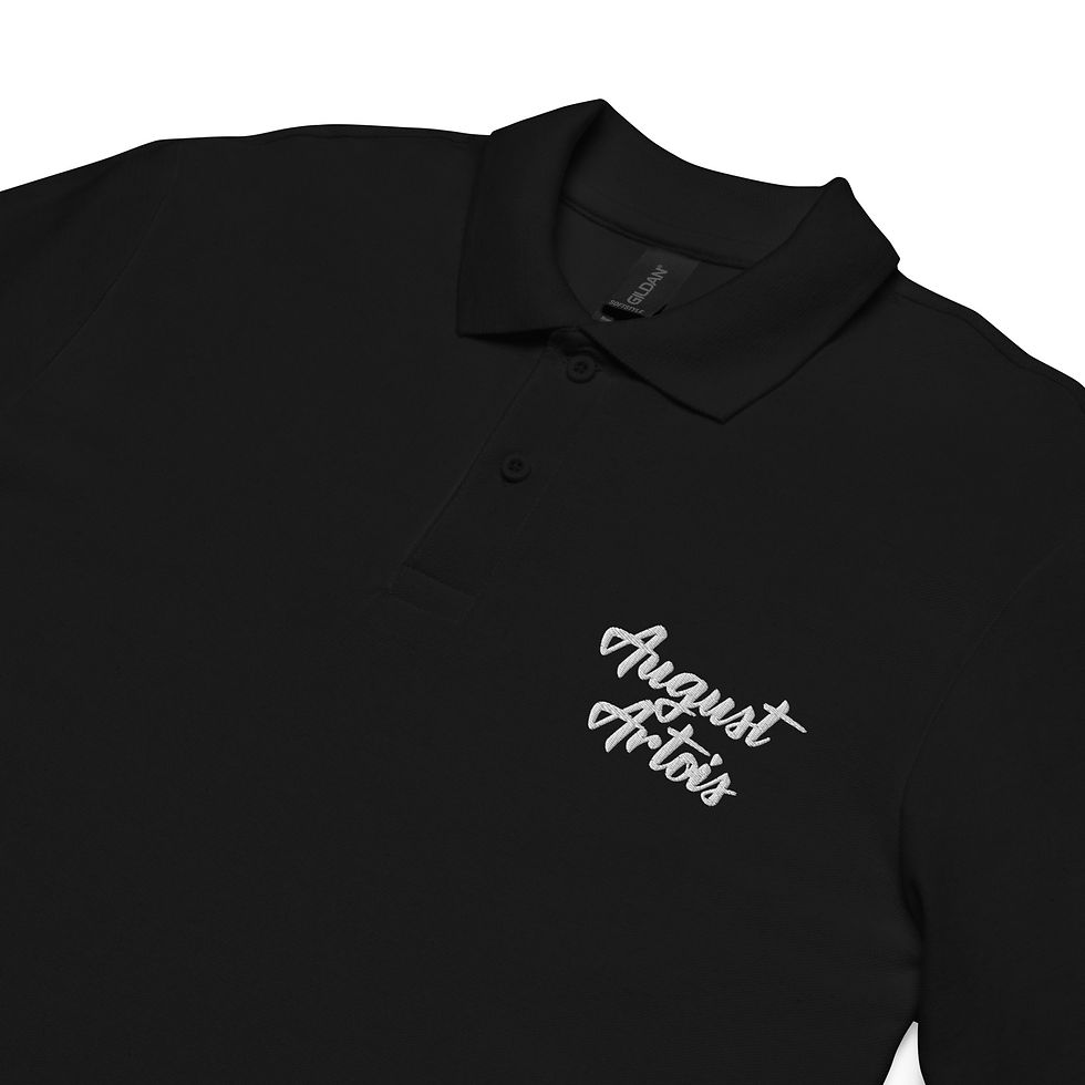 Thumbnail: August Artois Original Premium Pique Polo Shirt Black (Zoomed)