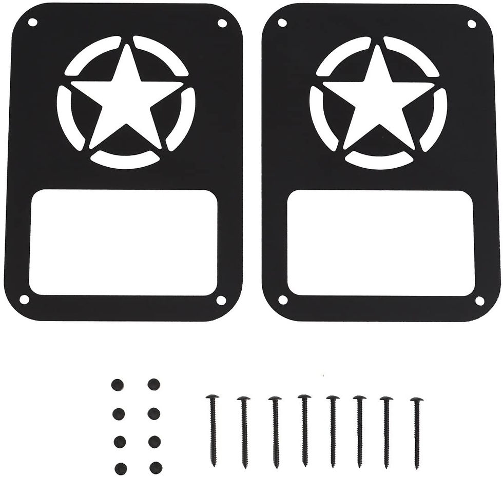 Thumbnail: Pair of black Jeep door guards with a white star logo and screws