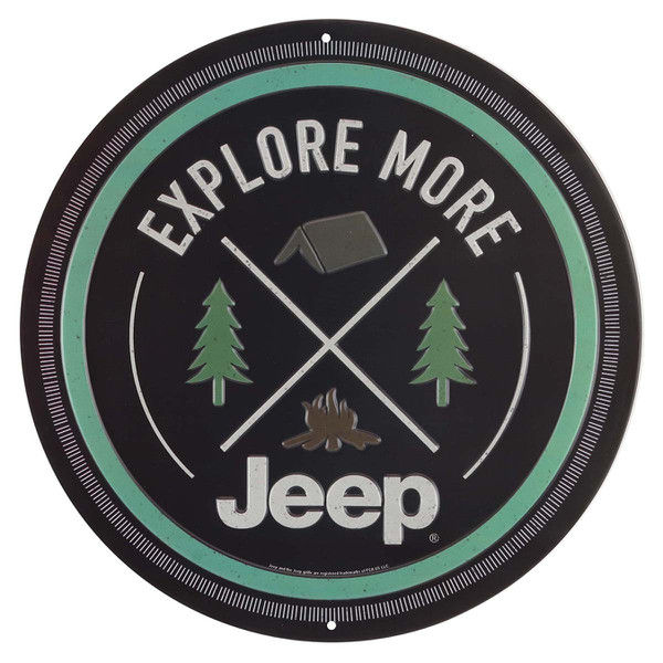 Jeep Explore More Round Embossed Metal Sign
