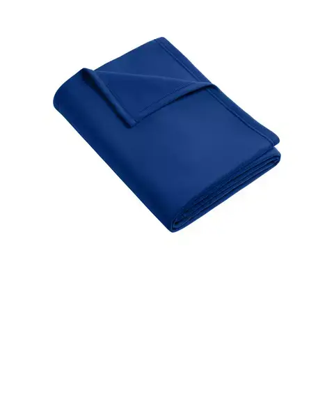 Thumbnail: Folded blue fleece blanket on white background, ready to use anytime.
