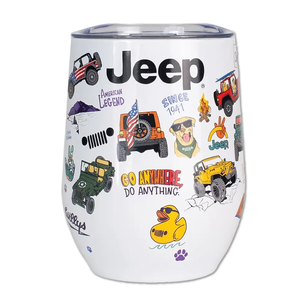 White Jeep tumbler with fun graphics and text, Jeep - Camo Duck T-Shirt 2381.