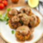 Lentil-Walnut Croquettes with Mushroom Gravy