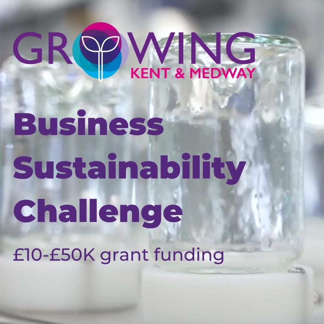 Business Sustainability Challenge. £10-£50k grant funding with glass bottles being rinsed behind