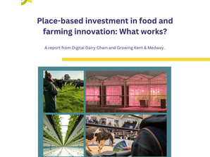 White report cover with four thumbnail images of a glasshouse, cows in a field, strawberries and a livestock market