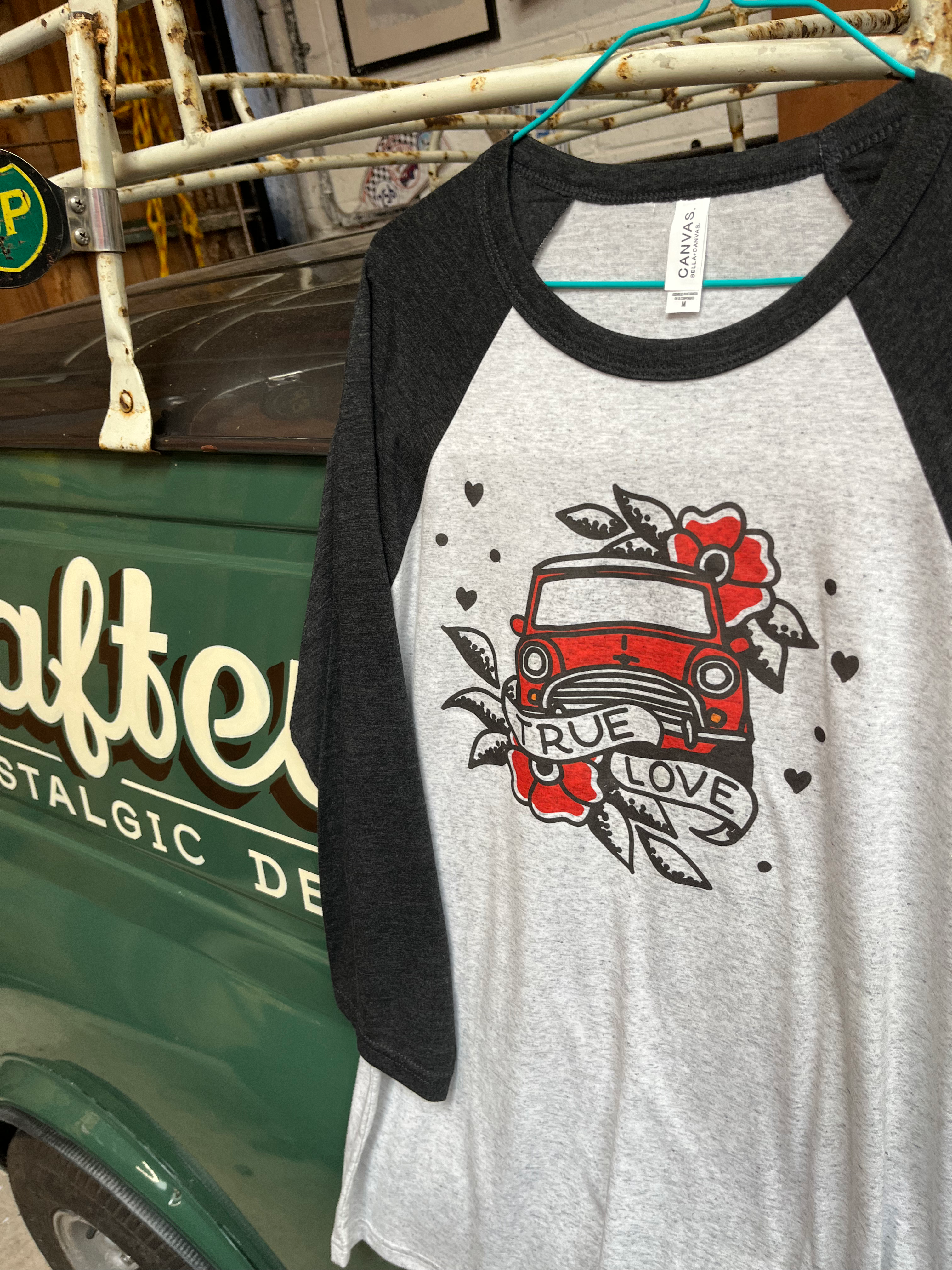 Grey true love mini 3/4 baseball top medium 