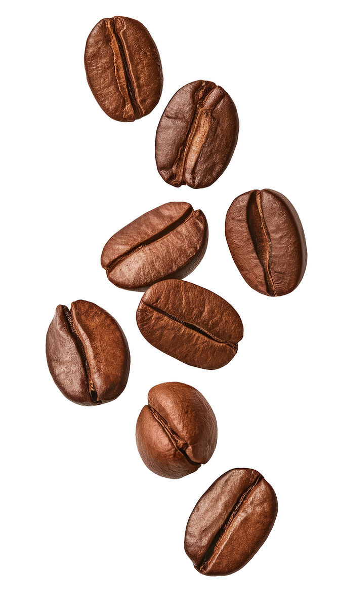 Falling coffee beans isolated on white background with clipping path.jpg