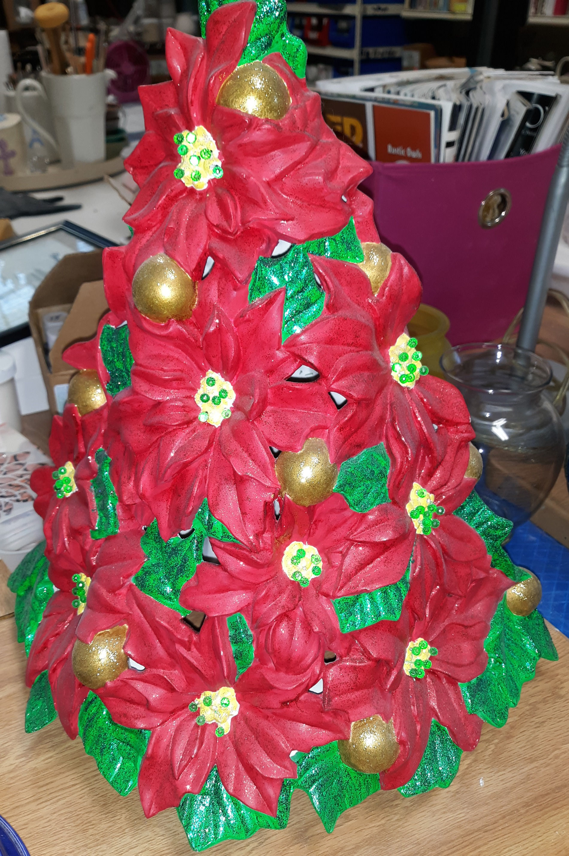Ceramic Poinsettia Tree