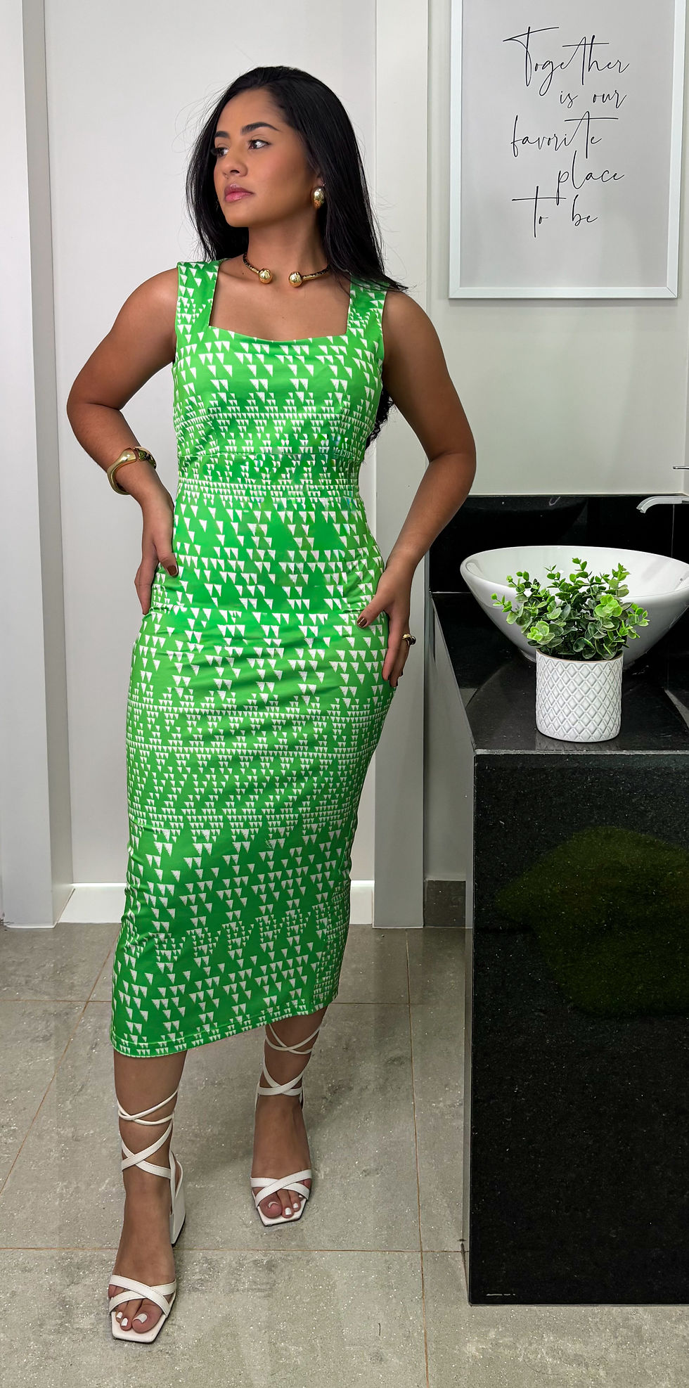 Vestido de malha midi