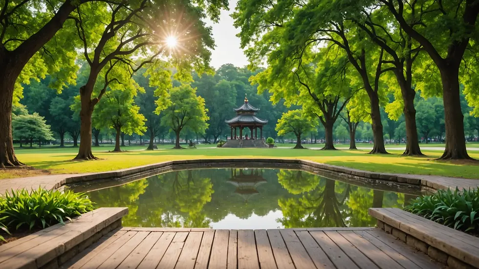 Eye-level view of a peaceful park for meditation