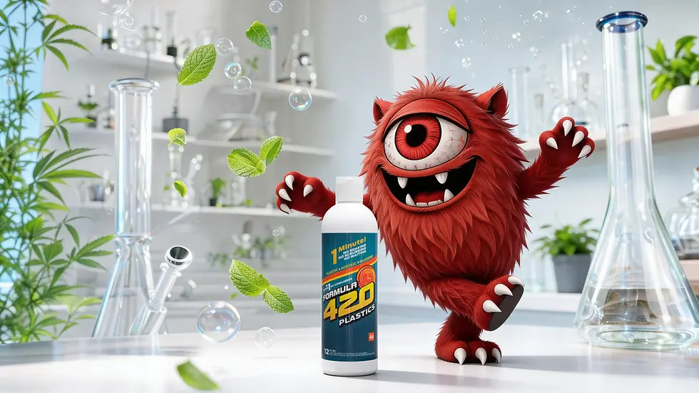 A bottle of Formula 420 Plastics cleaner displayed in a retail environment at Red Eye Fenton.