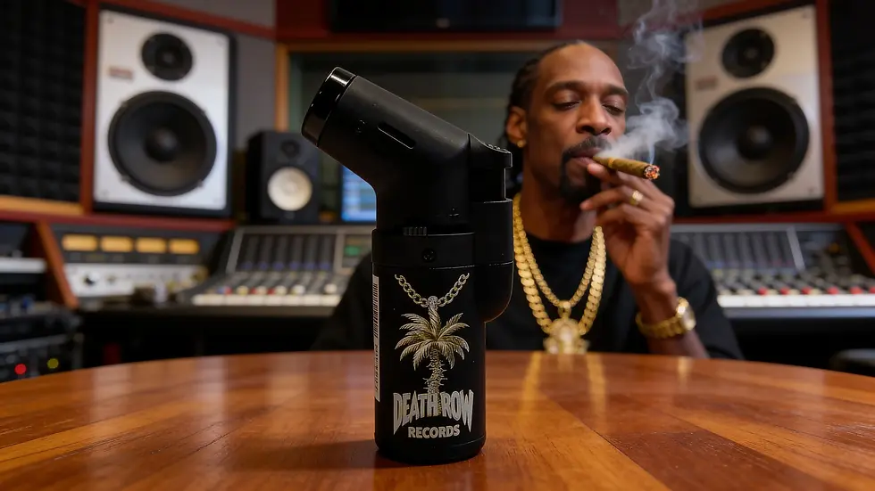 Death Row Records refillable torch lighter available at Redeye Fenton smoke shop in Fenton, Michigan.