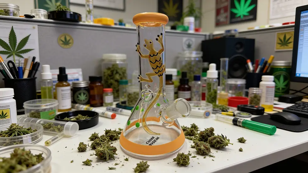 Handcrafted frog novelty glass bong available at Redeye Fenton smoke shop in Fenton, Michigan.