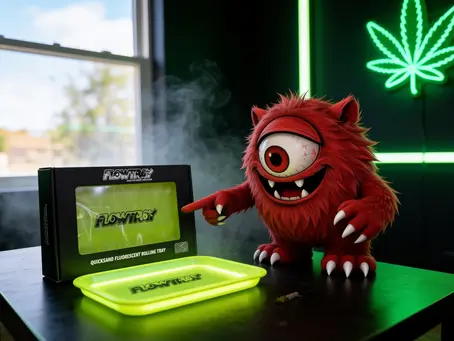 A new The Flow Tray in its black display packaging featuring fluorescent yellow coloring, displayed on a clean white surface.