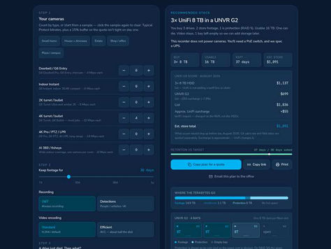 Gbit UniFi Protect storage planner
