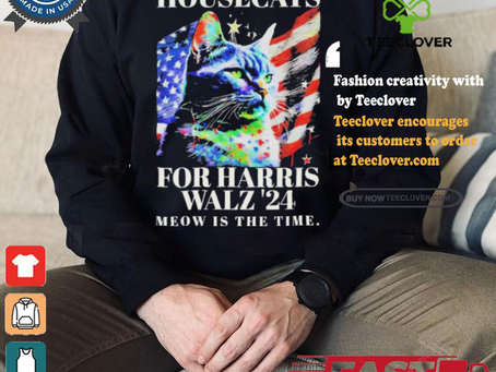 Housecats For Harris Walz 2024 Meow Is The Time America Flag T shirt