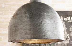 Hammered Steel Oversized Pendant Shades