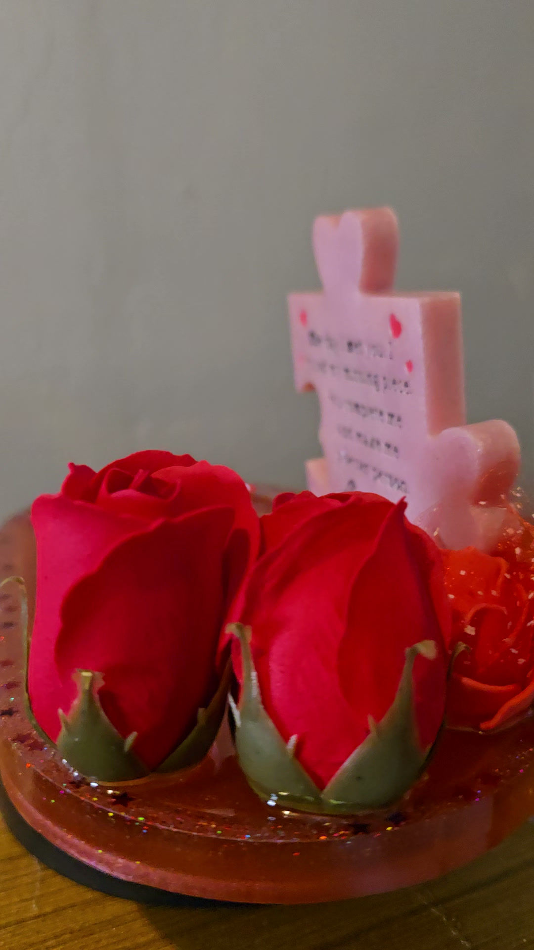 Romantic Valentine’s Anniversary Tray Butterfly & Rose Poetry Stand