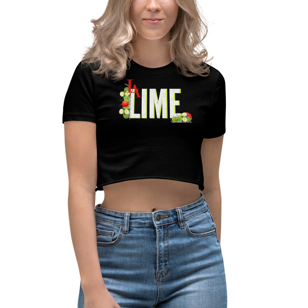 L.A. LIME WHITE LOGO WOMEN'S CROP TOP